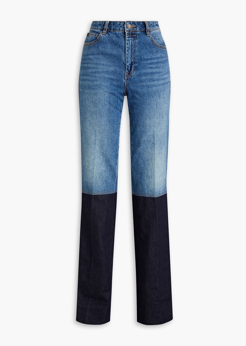 Zimmermann - Two-tone high-rise straight-leg jeans - Blue - 24