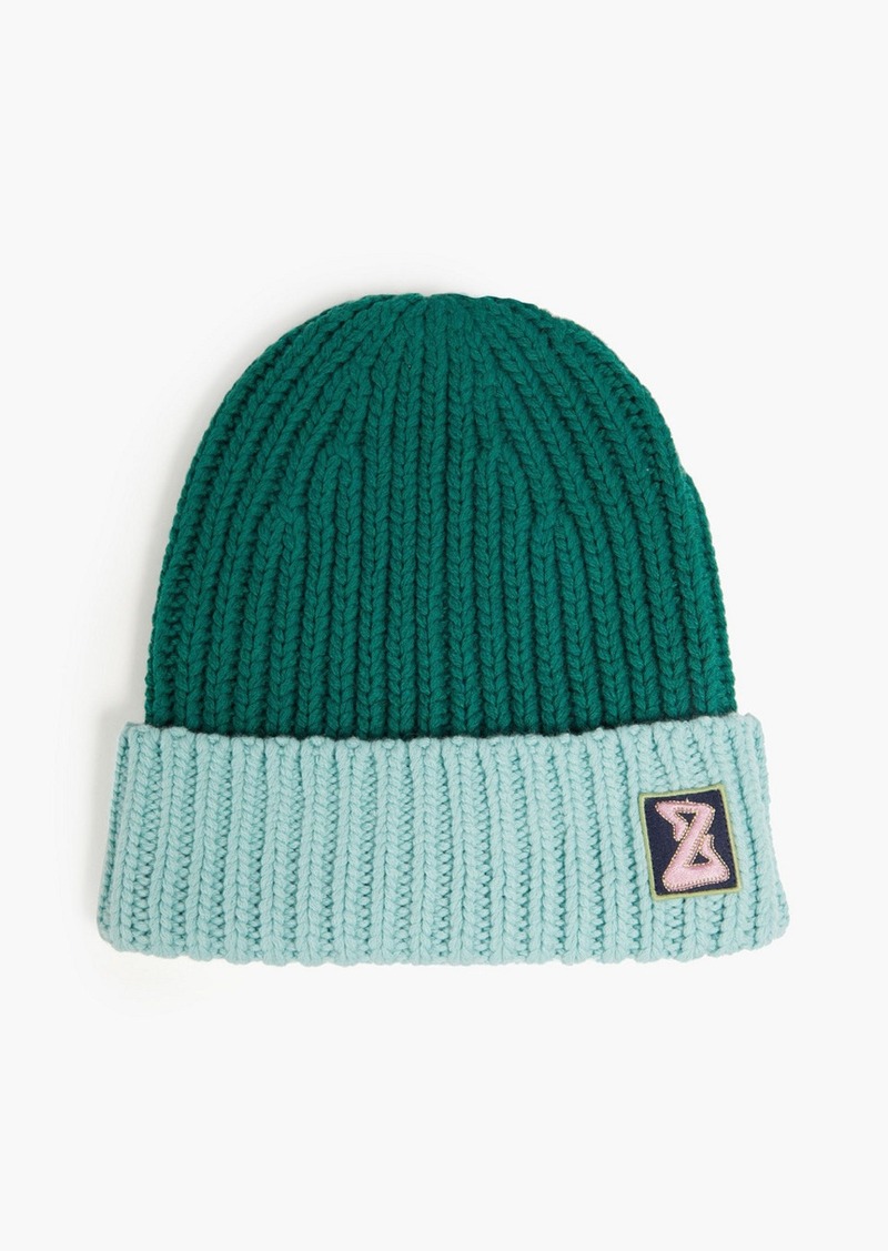 Zimmermann - Two-tone ribbed merino wool and cashmere-blend beanie - Green - ONESIZE