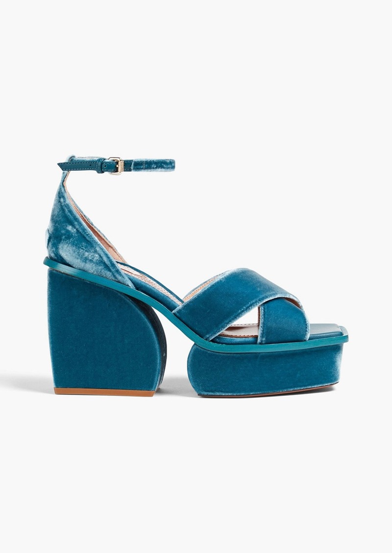 Zimmermann - Velvet platform sandals - Blue - EU 40