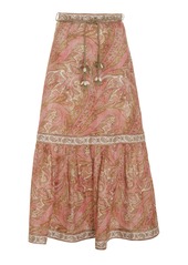 Zimmermann - Women's Brighton Linen Midi Skirt - Print - Moda Operandi