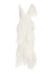 Zimmermann - Women's Rhythmic Fluted Linen-Silk Gown - White - Best Seller - Moda Operandi