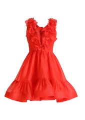 Zimmermann - Women's The Lovestruck Garland Silk-Blend Mini Dress - Red - Moda Operandi