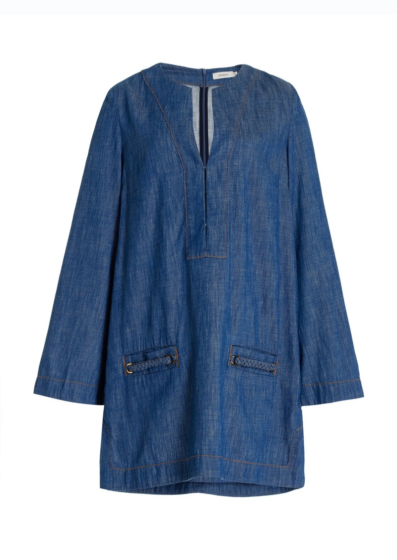 Zimmermann - Wylie Denim Tunic Dress - Blue - 4 - Moda Operandi