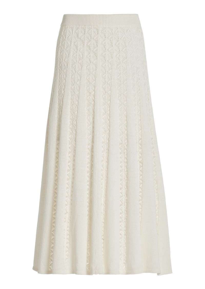 Zimmermann - Wylie Flared Knit-Cotton Skirt - Ivory - 0 - Moda Operandi