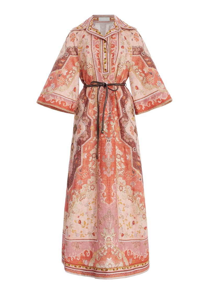 Zimmermann - Wylie Linen Tunic Midi Dress - Orange - 0 - Moda Operandi