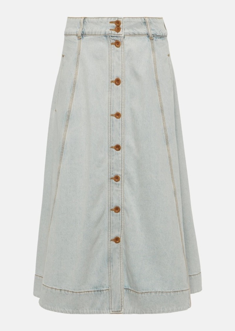 Zimmermann August denim midi skirt