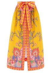 Zimmermann Lovestruck floral paisley-print linen midi skirt
