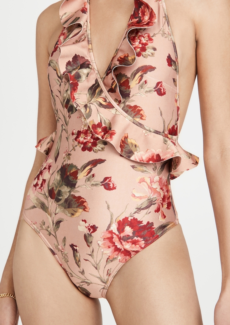 Zimmermann Cassia Frill Wrap One Piece Swimsuit