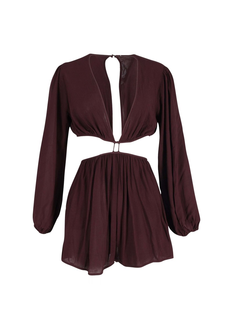 Zimmermann Cutout Playsuit in Burgundy Cotton