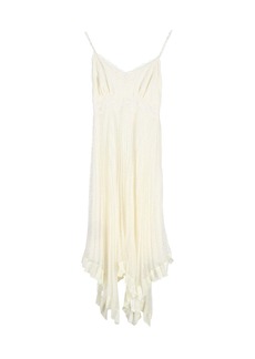 Zimmermann Espionage Lace-Trimmed Pleated Midi Slip Dress in Cream Silk