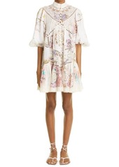 Zimmermann Floral Print & Lace Babydoll Dress in Spliced at Nordstrom
