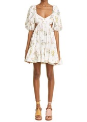 Zimmermann Floral Print Cutout Babydoll Dress in Bouquet Floral at Nordstrom