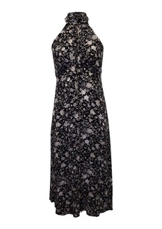 Zimmermann Floral-Print Halter-Neck Midi Dress in Black Silk