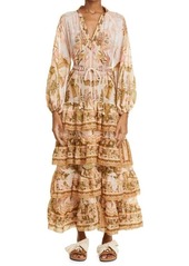 Zimmermann Floral Print Long Sleeve Tiered Maxi Dress in Spliced at Nordstrom