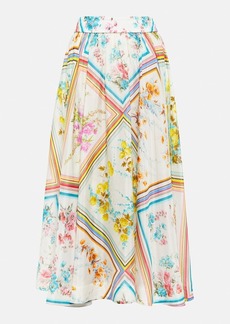 Zimmermann Halcyon floral silk midi skirt
