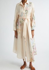 Zimmermann Halliday Floral Long Sleeve Linen Shirtdress