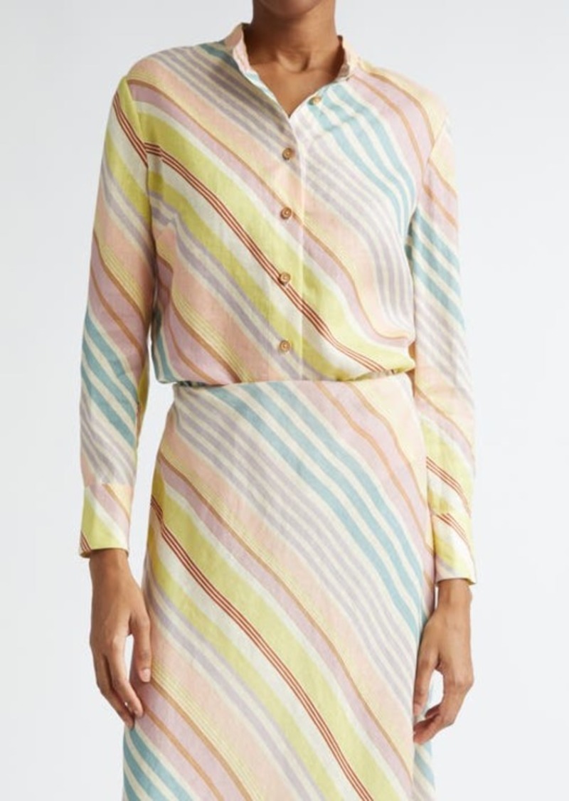 Zimmermann Halliday Slim Fit Stripe Linen Button-Up Shirt