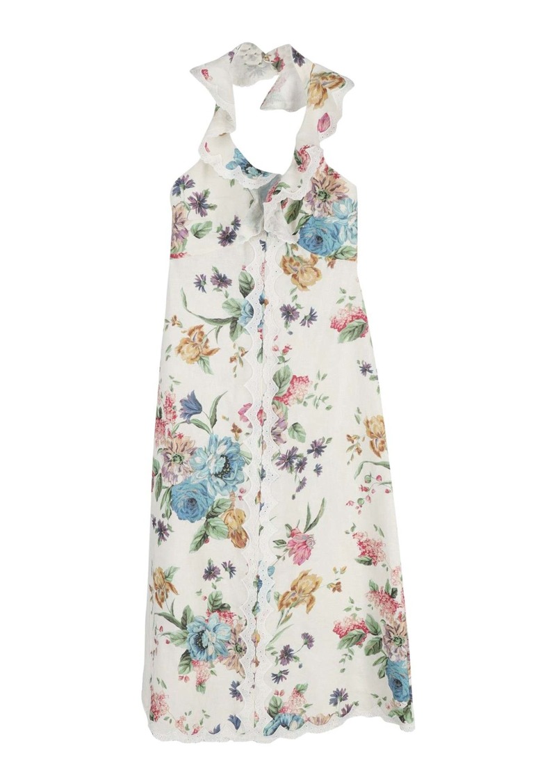 Zimmermann Halter Dress in Floral Print Cotton