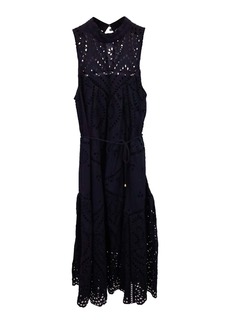 Zimmermann Harlequin Broderie-Snglaise Midi Dress in Navy Blue Cotton