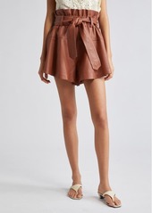 Zimmermann Harmony Belted Leather Shorts