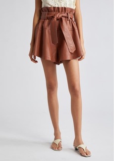 Zimmermann Harmony Belted Leather Shorts