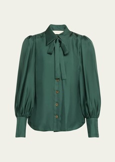 Zimmermann Illustration Blouson Silk Shirt