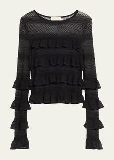 Zimmermann Illustration Frilled Long-Sleeve Top