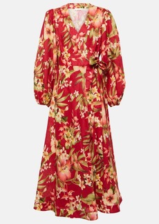 Zimmermann Lexi floral linen wrap dress