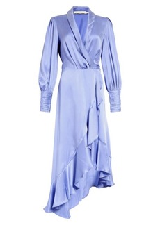 Zimmermann Long Sleeve Asymmetric Silk Wrap Dress in Cornflower at Nordstrom