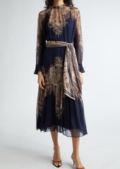 Zimmermann Natura Floral Paisley Belted Long Sleeve Midi Dress