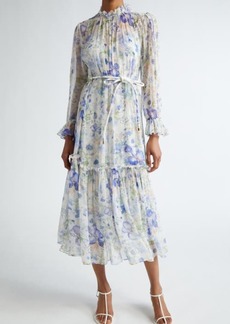 Zimmermann Natura Floral Paisley Belted Long Sleeve Midi Dress