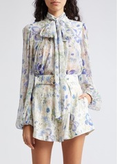 Zimmermann Natura Floral Print Tie Neck Shirt