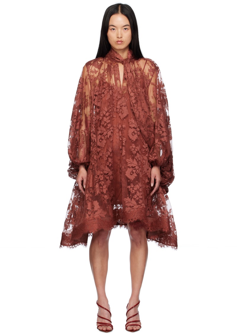 ZIMMERMANN Orange Illustration Lace Midi Dress