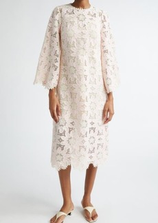 Zimmermann Ottie Long Sleeve Guipure Lace Cotton Blend Midi Dress
