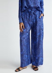 Zimmermann Ottie Paisley Print Drawstring Waist Silk Pants