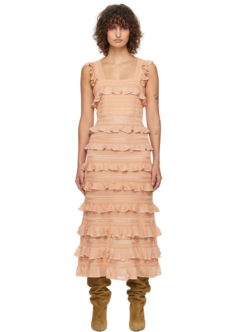 ZIMMERMANN Pink Illustration Frilled Midi Dress