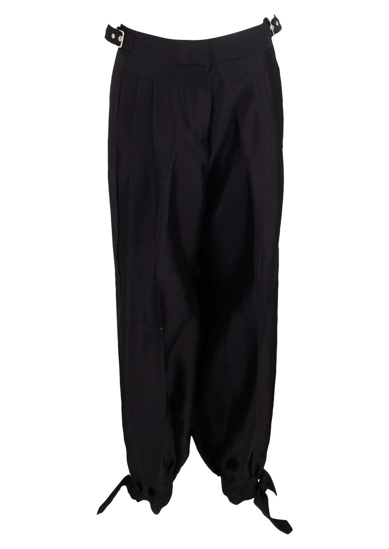 Zimmermann Pleated High-Waist with Buckle Detail Harem Trousers in Black Wool