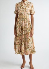 Zimmermann Pop Pleated Midi Shirtdress