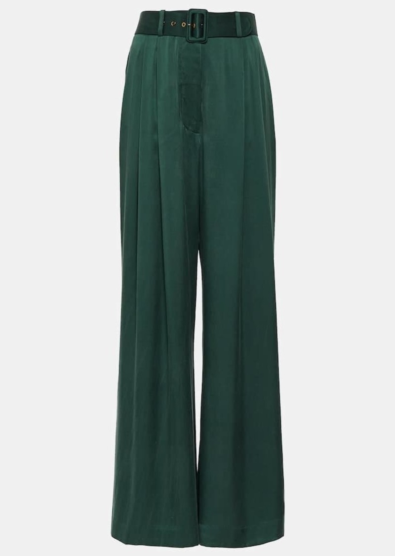 Zimmermann Tuck silk satin wide-leg pants