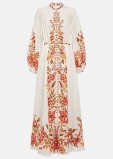 Zimmermann Vacay Billow belted floral linen maxi dress