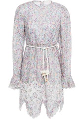 Zimmermann - Floral-print broderie anglaise linen mini dress - Purple - 0