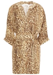 Zimmermann Woman Belted Leopard-print Silk Crepe De Chine Tunic Animal Print
