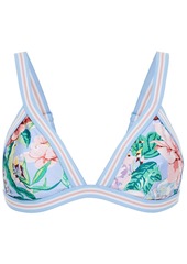 Zimmermann - Bellitude Elastic floral-print triangle bikini top - Blue - 2