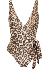 Zimmermann Woman Bonita Leopard-print Wrap-effect Swimsuit Animal Print