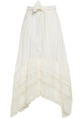 Zimmermann Woman Brightside Point D'esprit-trimmed Fil Coupé Silk And Cotton-blend Midi Skirt Ivory