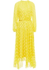 Zimmermann Woman Brightside Swing Asymmetric Polka-dot Silk-georgette Midi Dress Bright Yellow