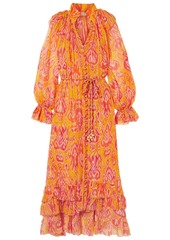 Zimmermann Woman Brightside Tiered Belted Printed Silk-georgette Midi Dress Orange