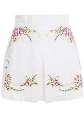 Zimmermann Woman Crochet-trimmed Embroidered Linen And Cotton-blend Shorts White