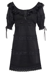 Zimmermann Woman Honour Guipure Lace-trimmed Pintucked Cotton Mini Dress Black