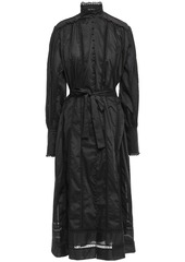 Zimmermann Woman Lace Smock Belted Lace-trimmed Cotton-broadcloth Midi Dress Black